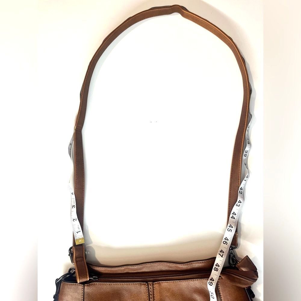 Realer Brown Faux Leather Bag Shoulder or Crossbody Purse Multiple Pockets - Picture 8 of 16